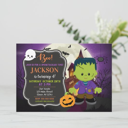 Invitation d'anniversaire de Frankenstein (Debout devant)