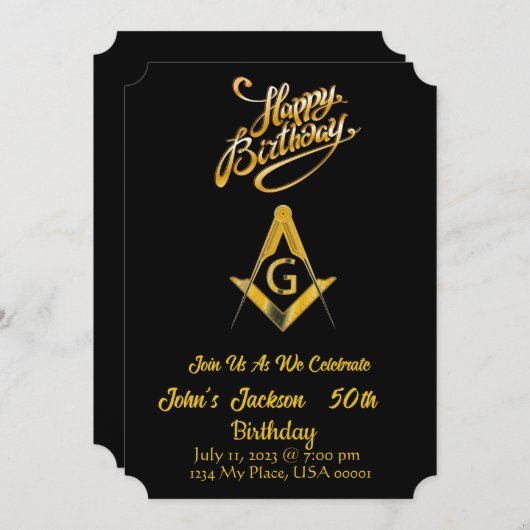 Invitation d'anniversaire de Freemason (Devant / Derrière)