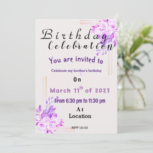 Invitation d'anniversaire de frère (Debout devant)