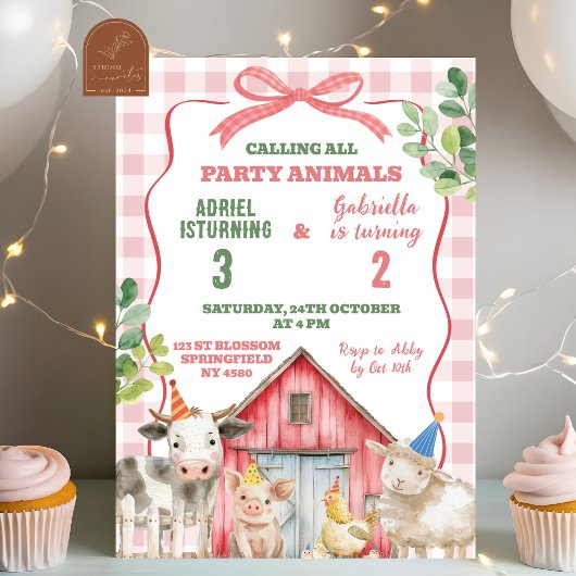 Invitation d'anniversaire de frère ou sœur à la fe