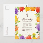 Invitation d'anniversaire de fruits dansants (Devant / Derrière)