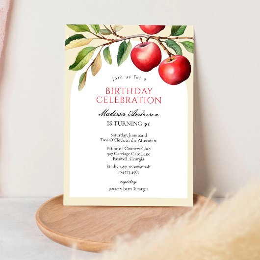 Invitation d'anniversaire de fruits de pomme