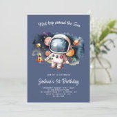 Invitation d'anniversaire de fusée d'astronaute de (Debout devant)