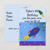 Invitation d'anniversaire de fusée spatiale (Devant / Derrière)