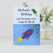 Invitation d'anniversaire de fusée spatiale (Debout devant)
