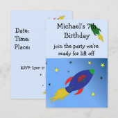 Invitation d'anniversaire de fusée spatiale (Devant / Derrière)