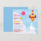 Invitation d'anniversaire de fusée spatiale (Devant / Derrière)