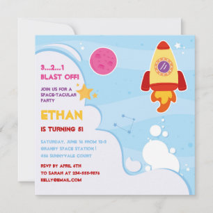 Invitation d'anniversaire de fusée spatiale