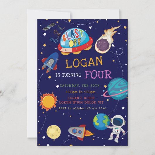 Invitation d'anniversaire de Galaxy (Devant)