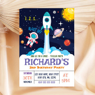 Invitation d'anniversaire de garçon astronaute