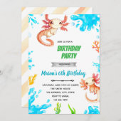 Invitation d'anniversaire de garçon axolotl (Devant / Derrière)