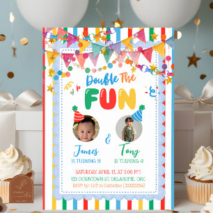 Invitation d'anniversaire de garçon colorée et fan