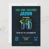 Invitation d'anniversaire de garçon de 15 ans (Devant)