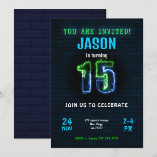 Invitation d'anniversaire de garçon de 15 ans