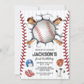 Invitation d'anniversaire de garçon de baseball (Devant)