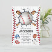 Invitation d'anniversaire de garçon de baseball (Debout devant)