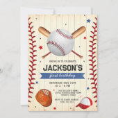 Invitation d'anniversaire de garçon de baseball (Devant)