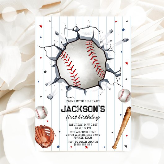 Invitation d'anniversaire de garçon de baseball