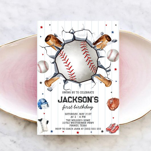 Invitation d'anniversaire de garçon de baseball