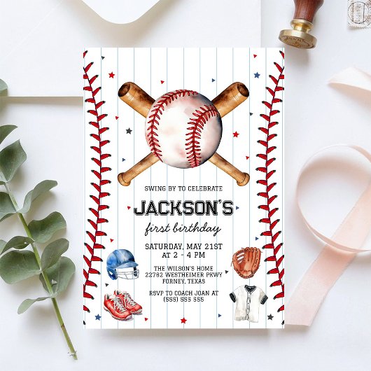 Invitation d'anniversaire de garçon de baseball