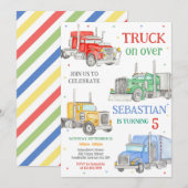 Invitation d'anniversaire de garçon de camion (Devant / Derrière)