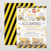 Invitation d'anniversaire de garçon de camion à be (Devant / Derrière)