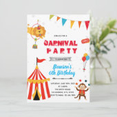 Invitation d'anniversaire de garçon de carnaval de (Debout devant)