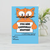 Invitation d'anniversaire de garçon de chat de des (Debout devant)