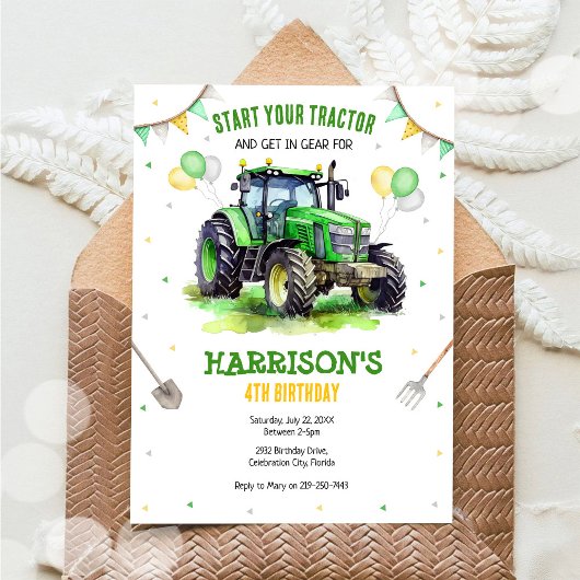 Invitation d'anniversaire de garçon de ferme avec