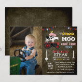 Invitation d'anniversaire de garçon de ferme - PHO (Devant / Derrière)