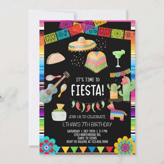 Invitation d'anniversaire de garçon de fiesta, gar (Devant)