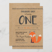 Invitation d'anniversaire de garçon de Fox Chevron (Devant / Derrière)