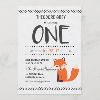 Invitation d'anniversaire de garçon de Fox Chevron