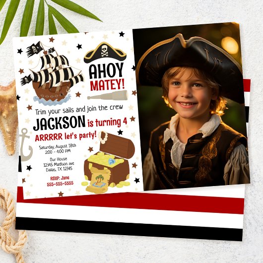 Invitation d'anniversaire de garçon de Jolly Roger