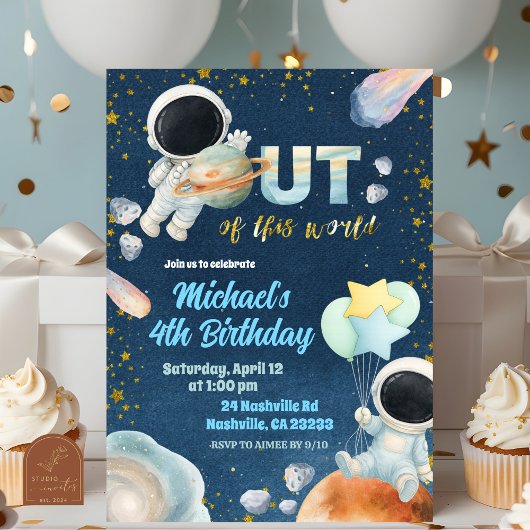 Invitation d'anniversaire de garçon de l'espace