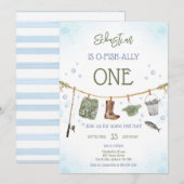 Invitation d'anniversaire de garçon de pêche O-Fis (Devant / Derrière)