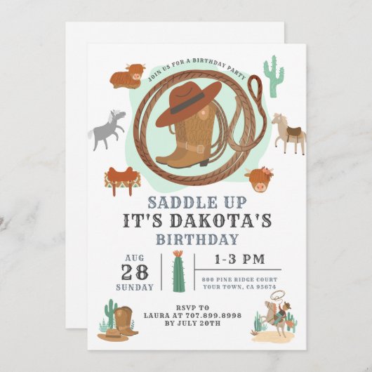 Invitation d'anniversaire de garçon de style Weste (Devant / Derrière)