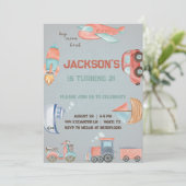 Invitation d'anniversaire de garçon de transport. (Debout devant)