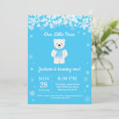 Invitation d'anniversaire de garçon d'hiver d'ours (Debout devant)