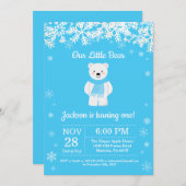Invitation d'anniversaire de garçon d'hiver d'ours (Devant / Derrière)