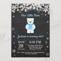 Invitation d'anniversaire de garçon d'hiver d'ours
