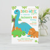 Invitation d'anniversaire de garçon dinosaure / Fê (Debout devant)