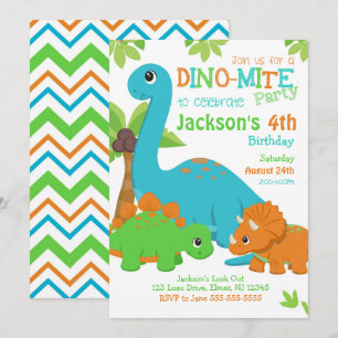Invitation d'anniversaire de garçon dinosaure / Fê