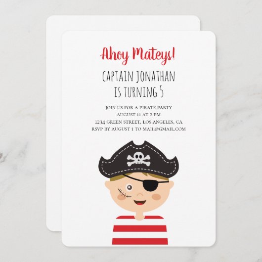 Invitation d'anniversaire de garçon. Fête des enfa (Devant / Derrière)