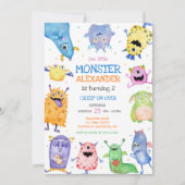 Invitation d'anniversaire de garçon monstre (Devant)