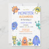 Invitation d'anniversaire de garçon monstre (Devant)