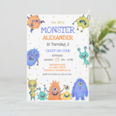 Invitation d'anniversaire de garçon monstre (Debout devant)