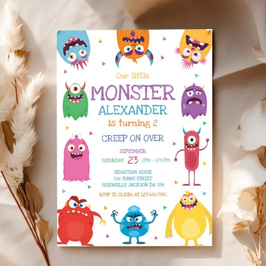 Invitation d'anniversaire de garçon monstre