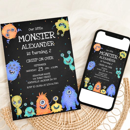 Invitation d'anniversaire de garçon monstre