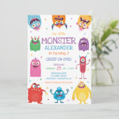 Invitation d'anniversaire de garçon monstre (Debout devant)